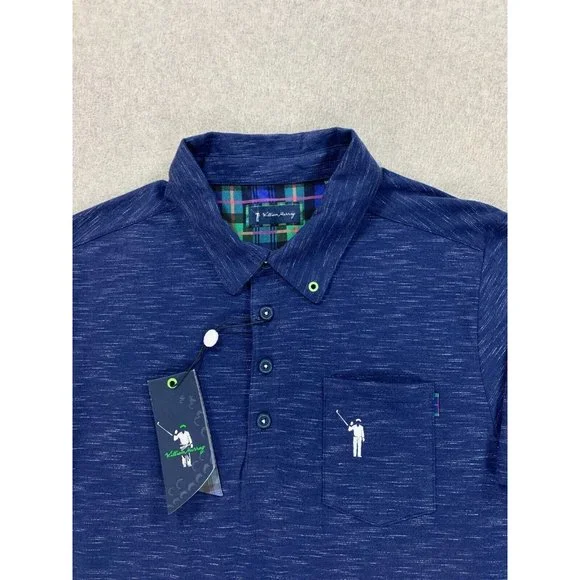 NEW William Murray Cotton Blend Short Sleeve Golf Polo Shirt (Men's Medium) Blue